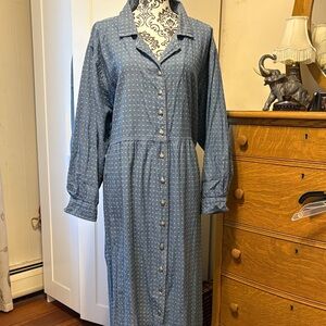 Blue Denim Cotton Button-Up Women's Dress Size 20
